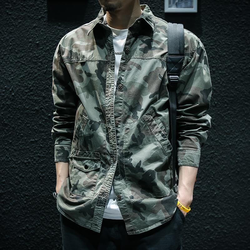 Long Sleeve Tooling Shirt Jacket Men