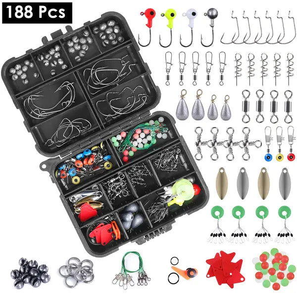 Pet Outdoor 188 Piece Fishing Accessory Kit Portable Set