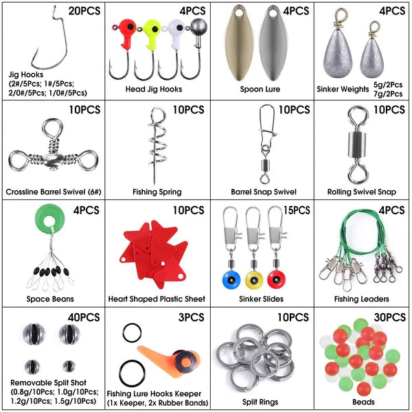 Pet Outdoor 188 Piece Fishing Accessory Kit Portable Set