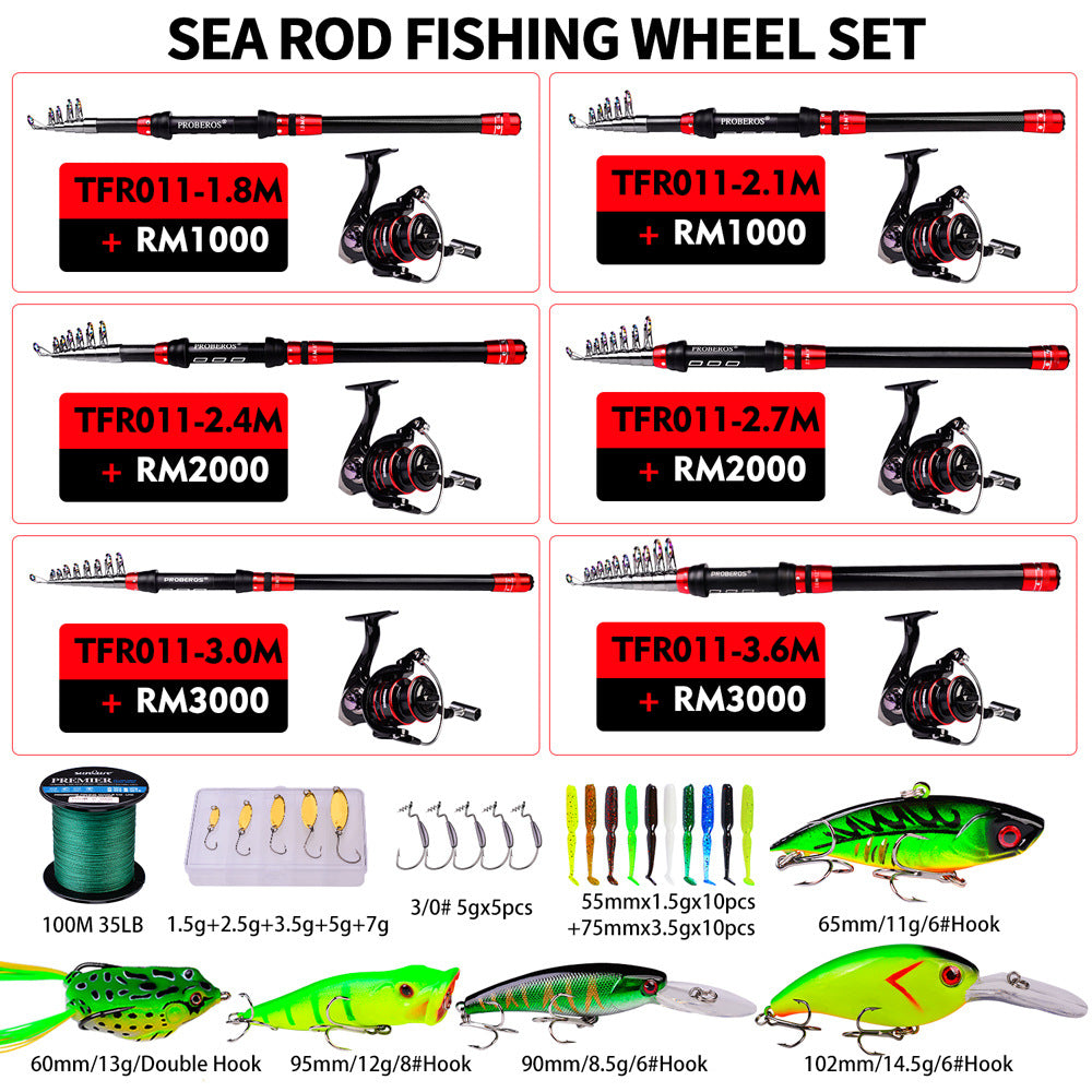 Pet Outdoor Long Cast Fishing Rod Reel Line Bag Combo Set